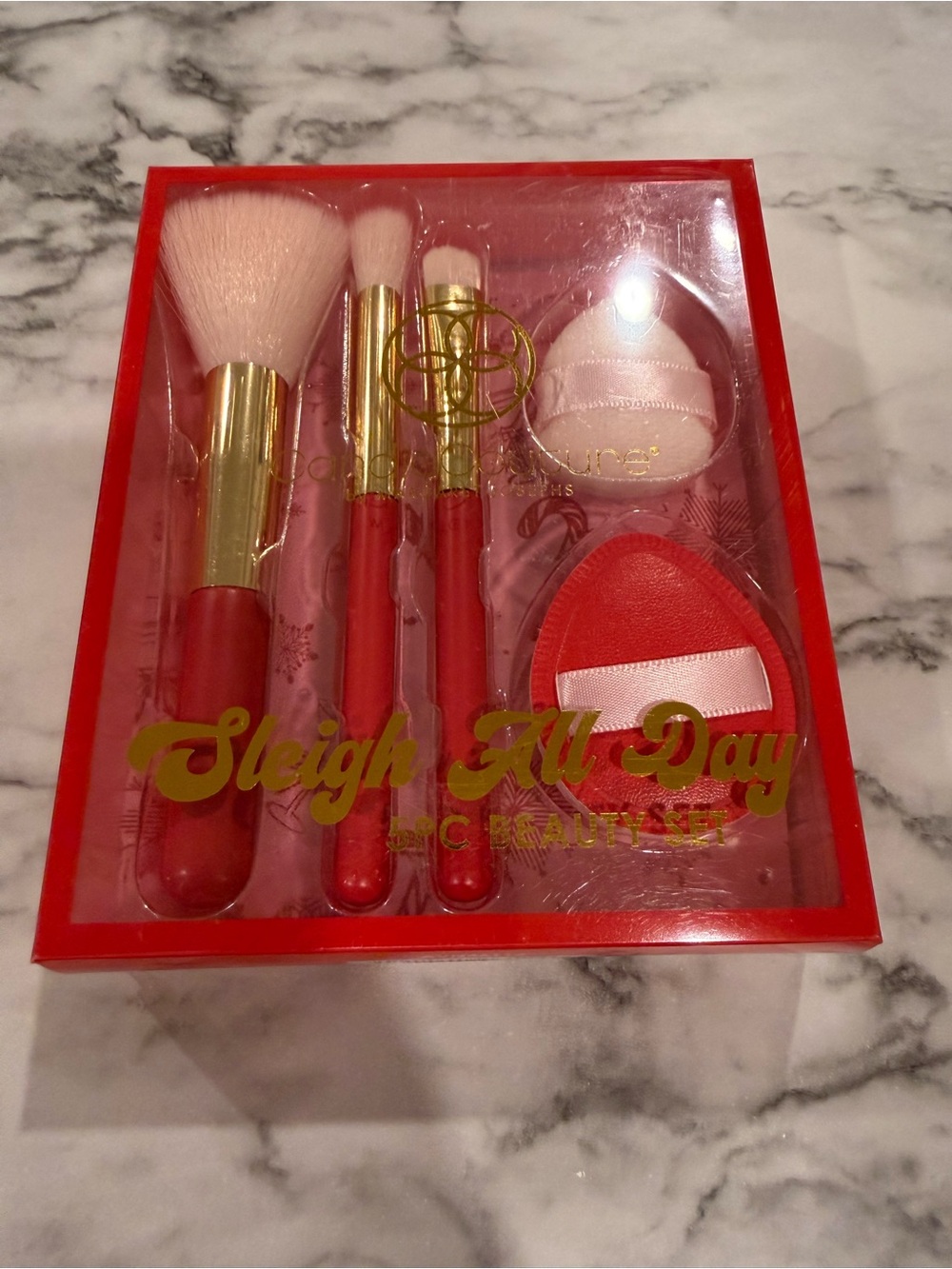 Sleigh All Day Red & Pink 5-Piece Makeup Brush & Sponge Set